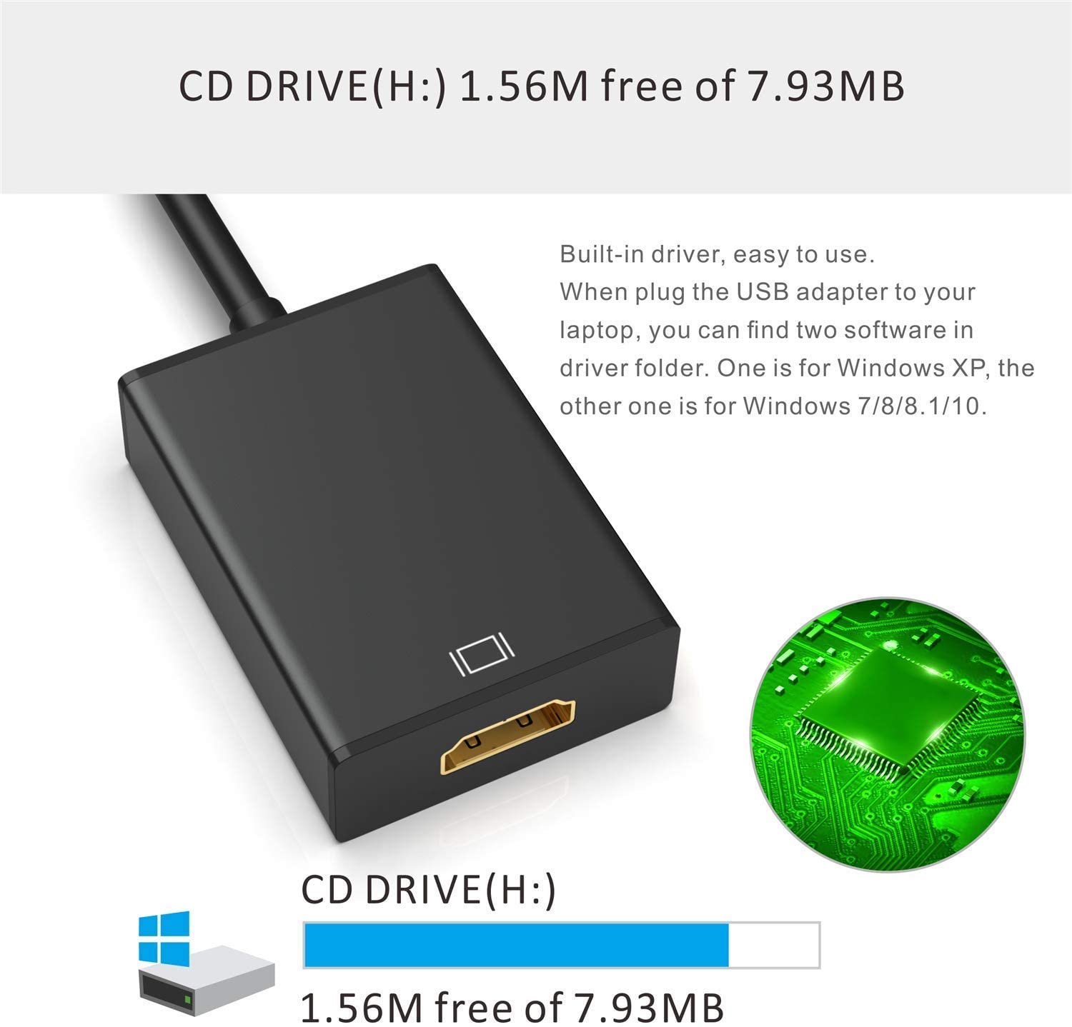 USB to HDMI Adapter,ABLEWE USB 3.0/2.0 to HDMI 1080P Video Graphics Cable Converter with Audio for PC Laptop Projector HDTV Compatible with Windows XP 7/8/8.1/10 USB to HDMI Adapter,ABLEWE USB 3.0/2.0 to HDMI 1080P Video Graphics Cable Converter with Audio for PC Laptop Projector HDTV Compatible with Windows XP 7/8/8.1/10
